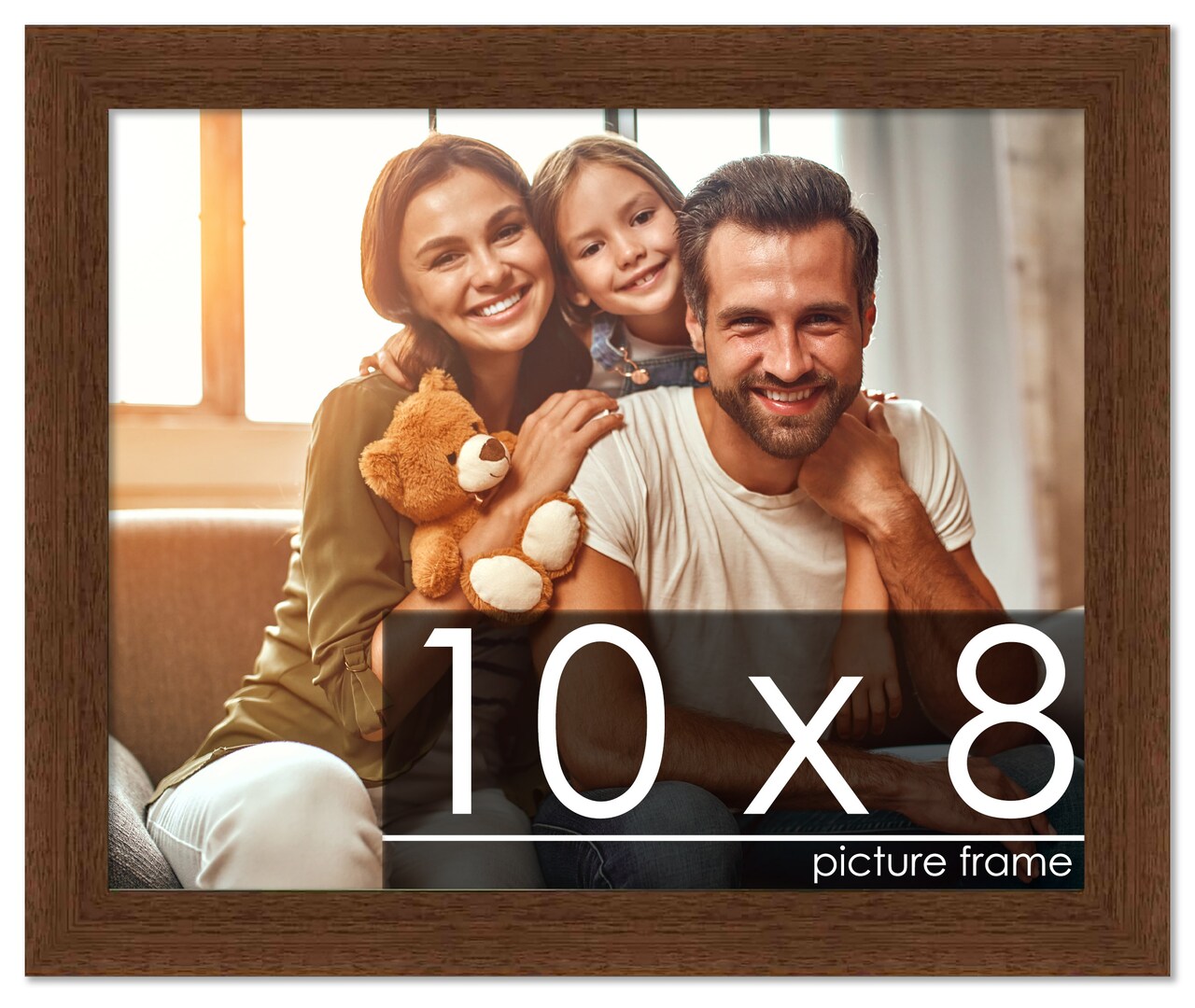 Photo Size Simple Brown Picture Frame - UV Acrylic, Foam Board Backing, Hanging Hardware